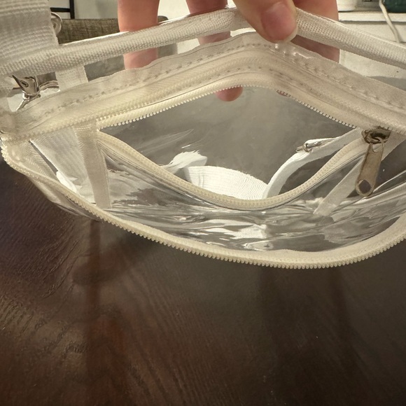 Clear Crossbody Bag with Zipper Inside Pocket Stadium Approved Transparent White - Picture 7 of 15